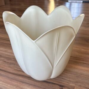 Vintage Fesco 5815 Tulip Wastebasket White Plastic 10" Trash Can USA MCM